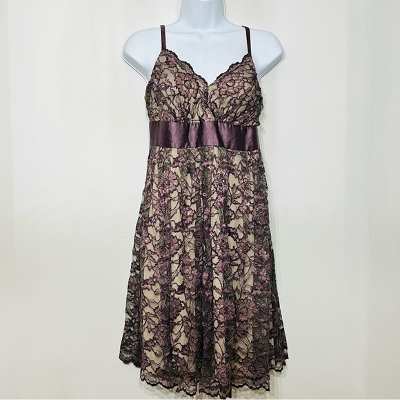 Aqua Dresses & Skirts - Vintage Dress Lace‎ Babydoll Y2K Empire L Made USA Purple Fairy Aqua Whimsigoth